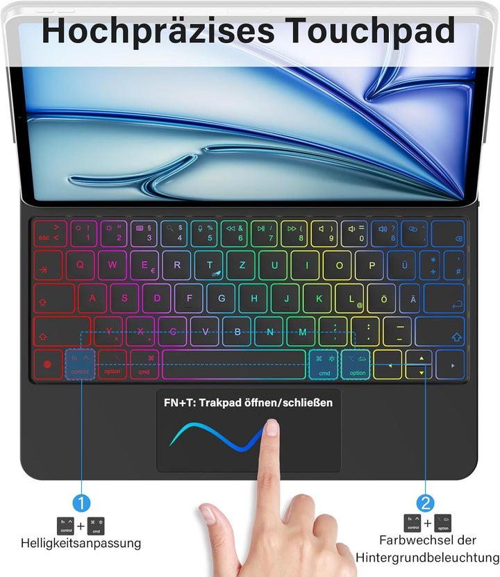 KBCASE Magnetische Tastatur Hülle für iPad Air 11 Zoll M3/M2 (2025/2024),Air 5/4 Generation Magic Ke