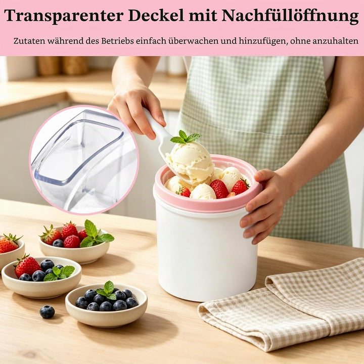 Eismaschine 1,6 L, für Eiscreme, Sorbet &amp; Frozen Joghurt, Softeismaschine mit One-Touch-Bedienung, 2