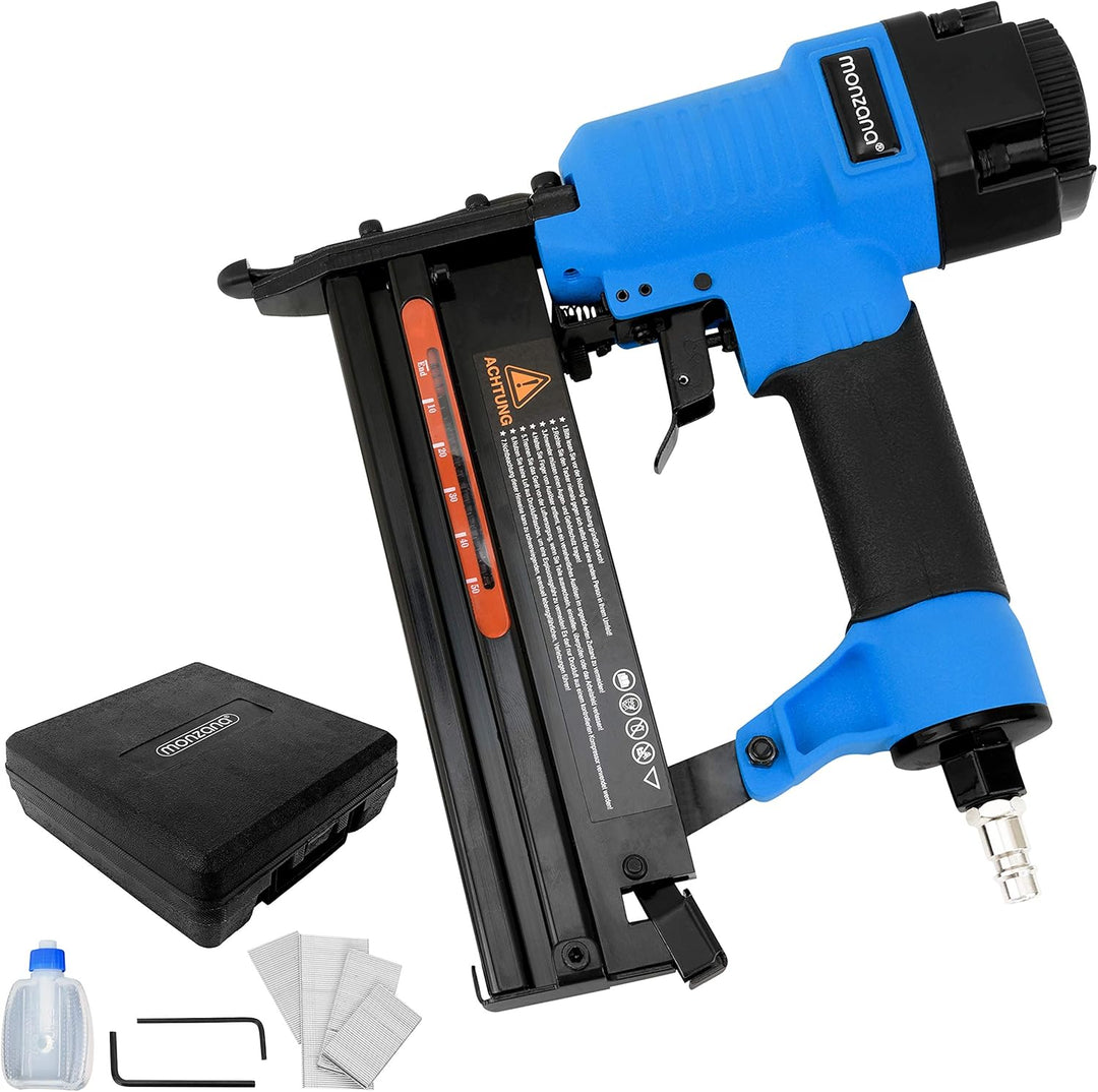 MONZANA® Druckluft Schlauchtrommel automatisch 10m 1/4' Aufroller inkl. 2in1 Drucklufttacker 100 Kla