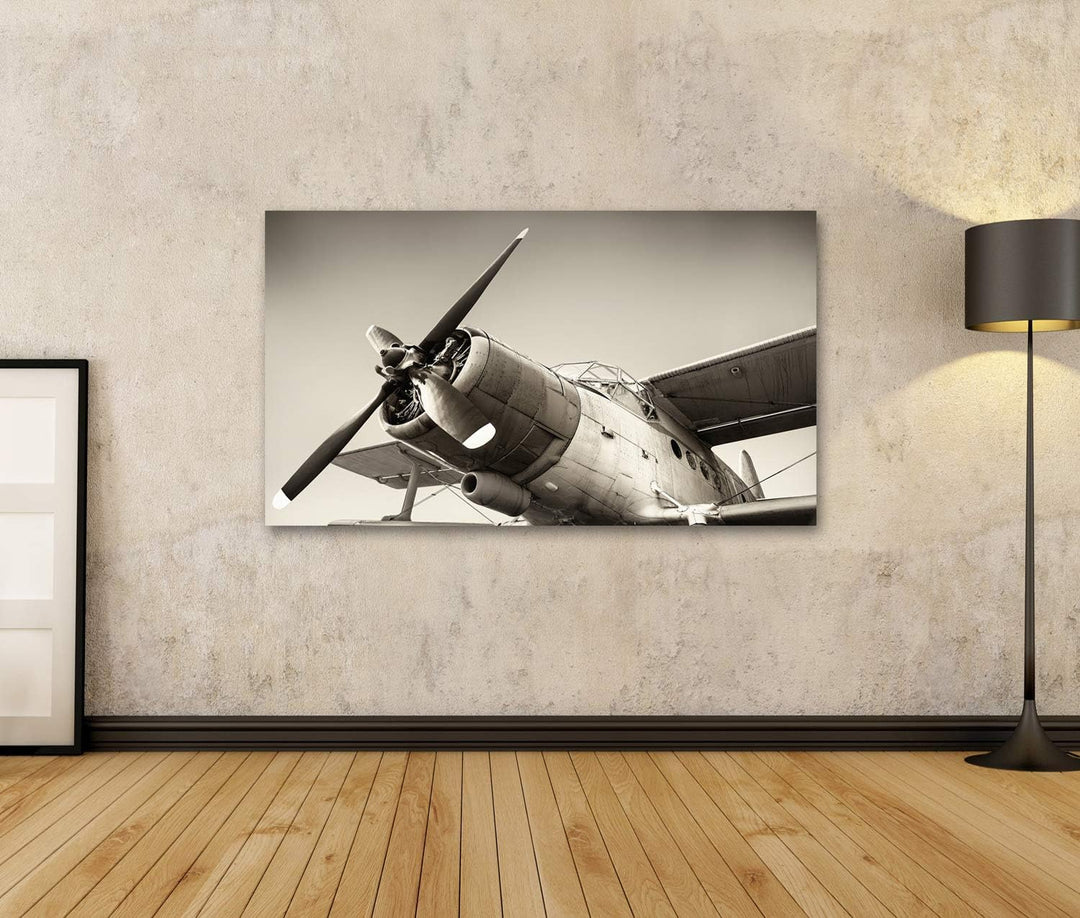 Bild Bilder auf Leinwand altes Flugzeug Wandbild Poster Leinwandbild RUZ 100x57cm, 100x57cm
