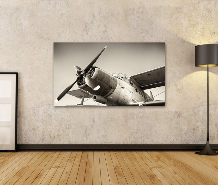 Bild Bilder auf Leinwand altes Flugzeug Wandbild Poster Leinwandbild RUZ 100x57cm, 100x57cm