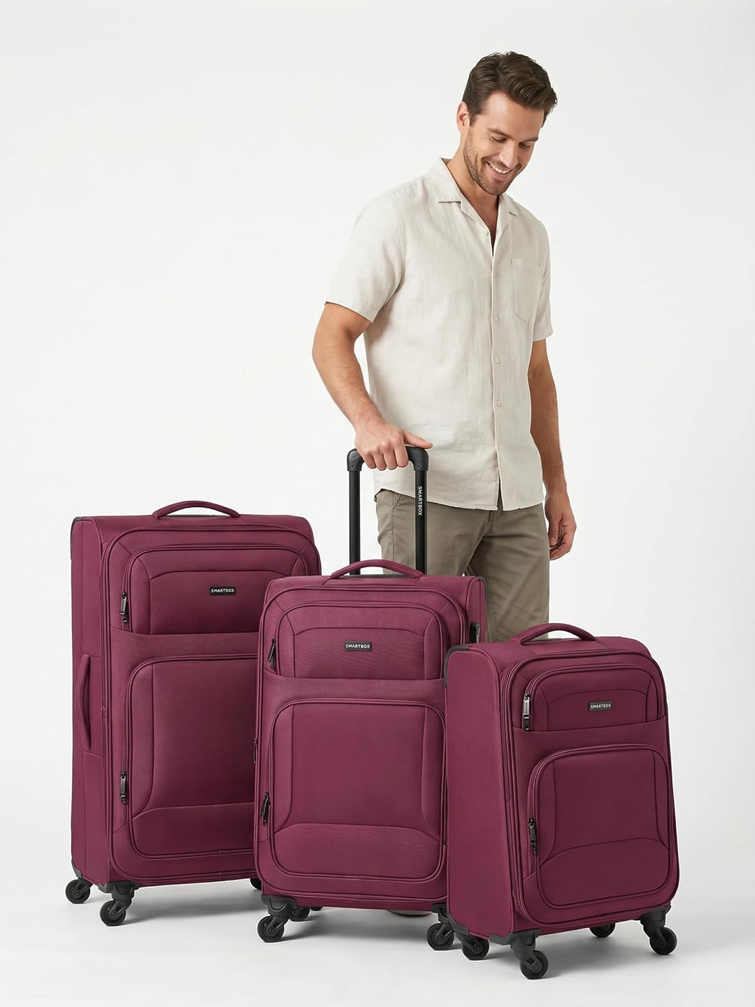 Smartbox Weichgepäck Koffer-Set 3-teilig für Damen & Herren | leichte & stabile Reise-Trolleys, hoch