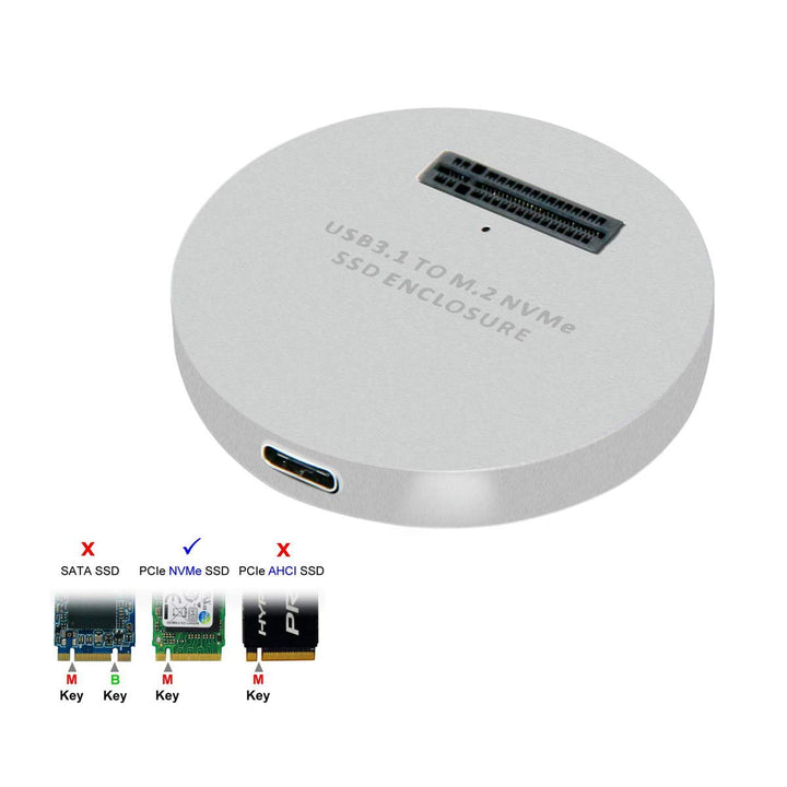 Cablecc USB 3.1 USB-C zu NVME M-Key M.2 NGFF SSD Externer PCBA-Konveteradapter Vertikaler Typ Silber