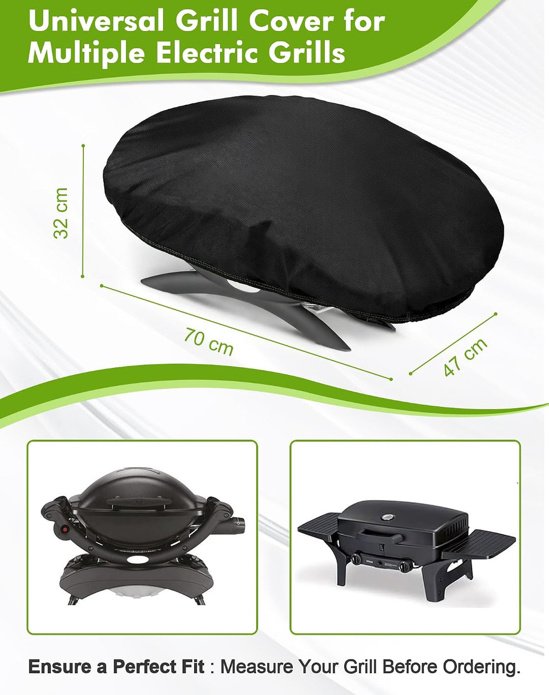 Grillabdeckung Wetterfest für Weber Q1000/Q1200/Q1400, 600D Oxford Grill Abdeckung wetterfest für En