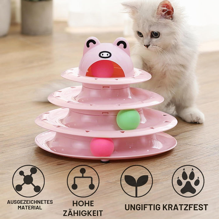 Suhaco 26 PCS Katze Spielzeug Für Indoor Kätzchen Interaktive Rolle 4-Level Track Kitty KatzeSpielze
