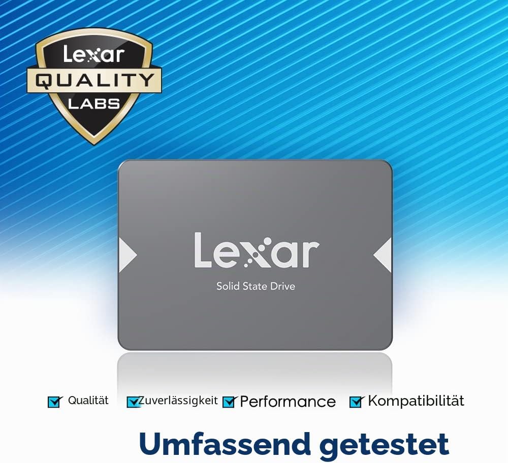 Lexar NS100 2,5" SATA III (6Gb/s) Interne SSD 128GB, Solid-State-Laufwerk, Bis zu 520 MB/s Lesen, fü
