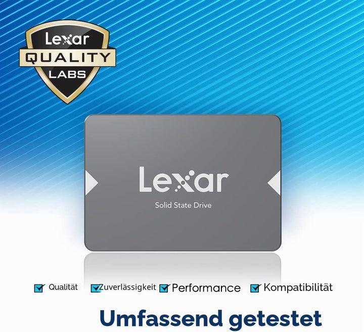 Lexar NS100 2,5" SATA III (6Gb/s) Interne SSD 128GB, Solid-State-Laufwerk, Bis zu 520 MB/s Lesen, fü