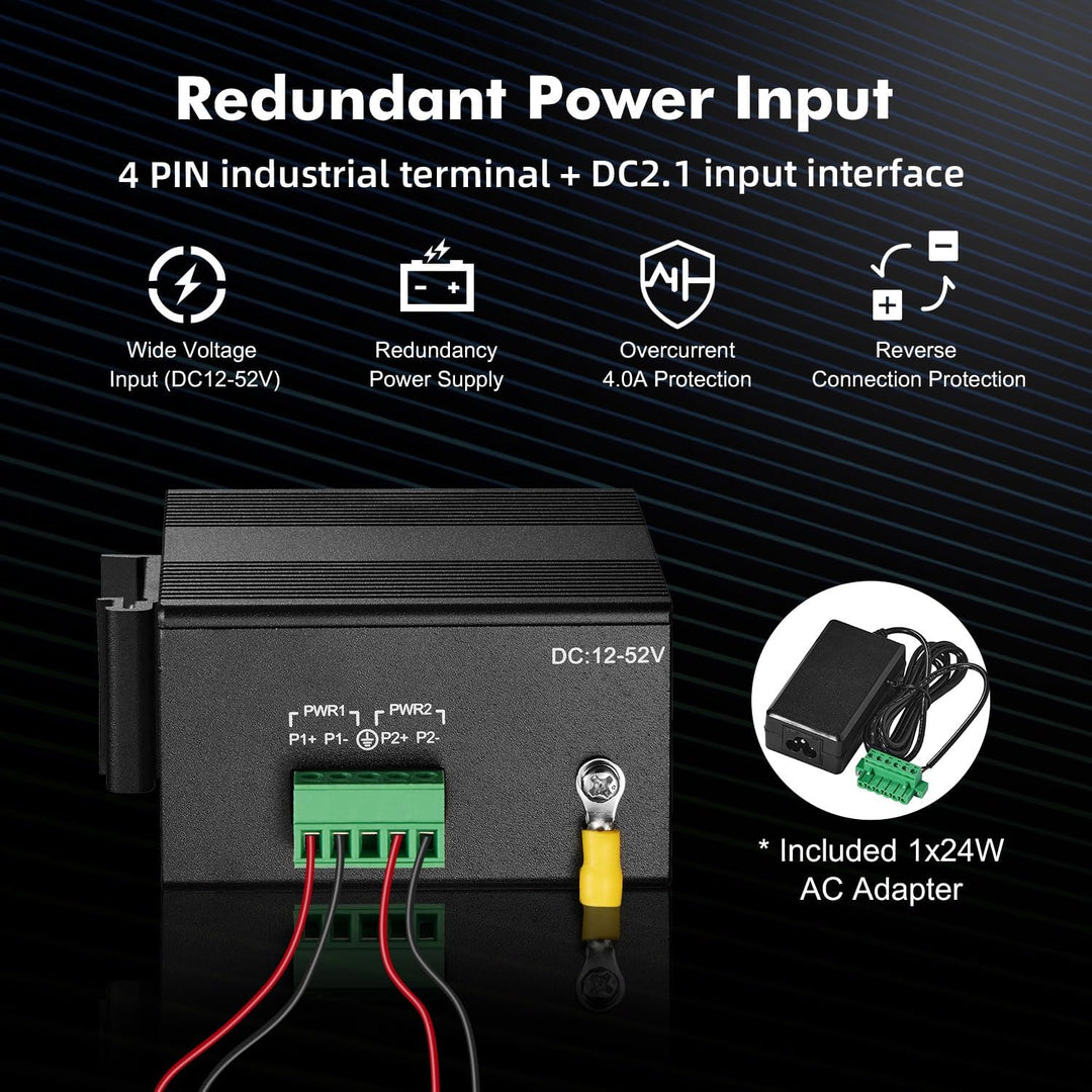 MokerLink 10 Port Gigabit Industrial DIN-Rail Ethernet Switch, Unmanaged IP40 Netzwerk-Switch (-40 b