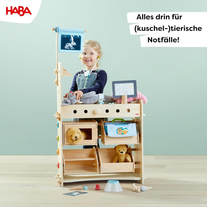 HABA Creative Play Tierarzt-Spielset – Holz-Tierpflege-Zubehör für Kinder – Perfekte Ergänzung für T