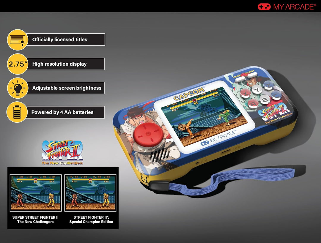My Arcade Super Street Fighter II Pocket Player Pro tragbares Gaming-System (2 Spiele in 1)