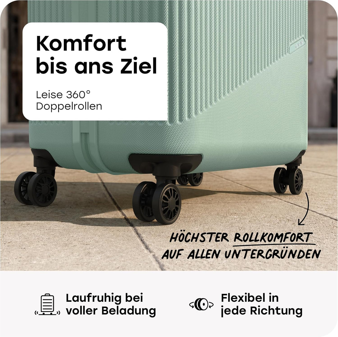 travelite 4-Rad Hartschalenkoffer gross 96 Liter, Gepäck Serie BALI: ABS Hartschalen Trolley mit TSA