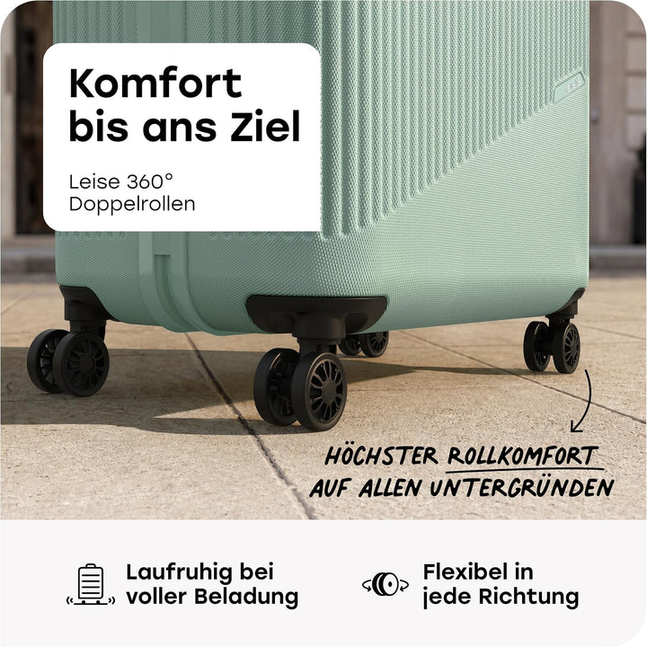 travelite 4-Rad Hartschalenkoffer gross 96 Liter, Gepäck Serie BALI: ABS Hartschalen Trolley mit TSA