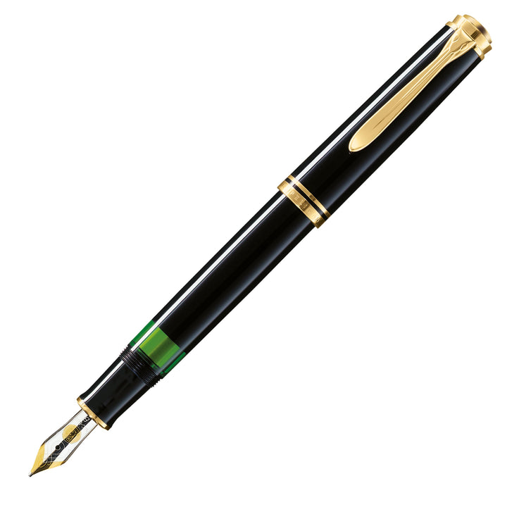 Pelikan Füllhalter Souverän 600, Schwarz, Feder M (mittel), hochwertiger Kolbenfüller im Geschenk-Et