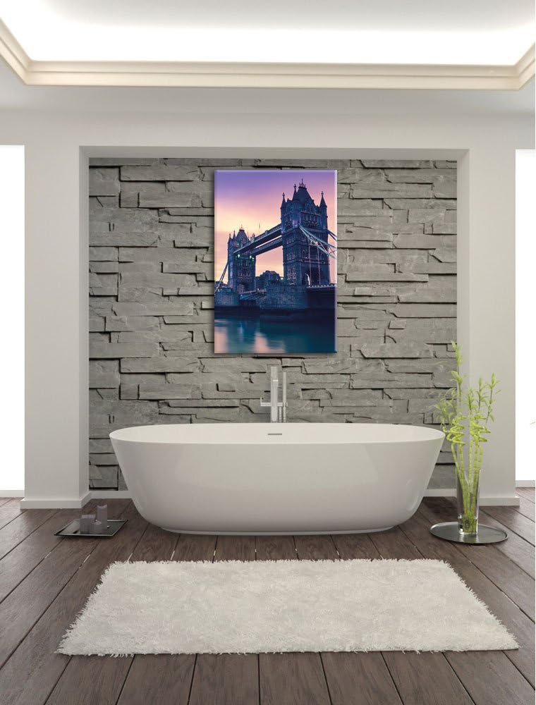 Pixxprint London, Format: 100x70 auf Leinwand, XXL riesige Bilder fertig gerahmt mit Keilrahmen, Kun