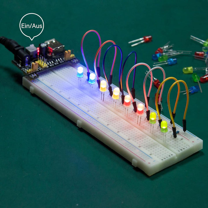 Miuzei Starter Kit Breadboard Set Kompatibel mit Arduino Einschliesslich Stromversorgungsmodul Jumpe