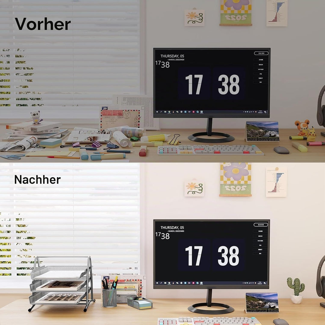 EasyPAG Metall Büro Schreibtisch Organizer 4er-Set, 3 Fächer A4 Dokumentenhalter Aktenablage Zeitsch
