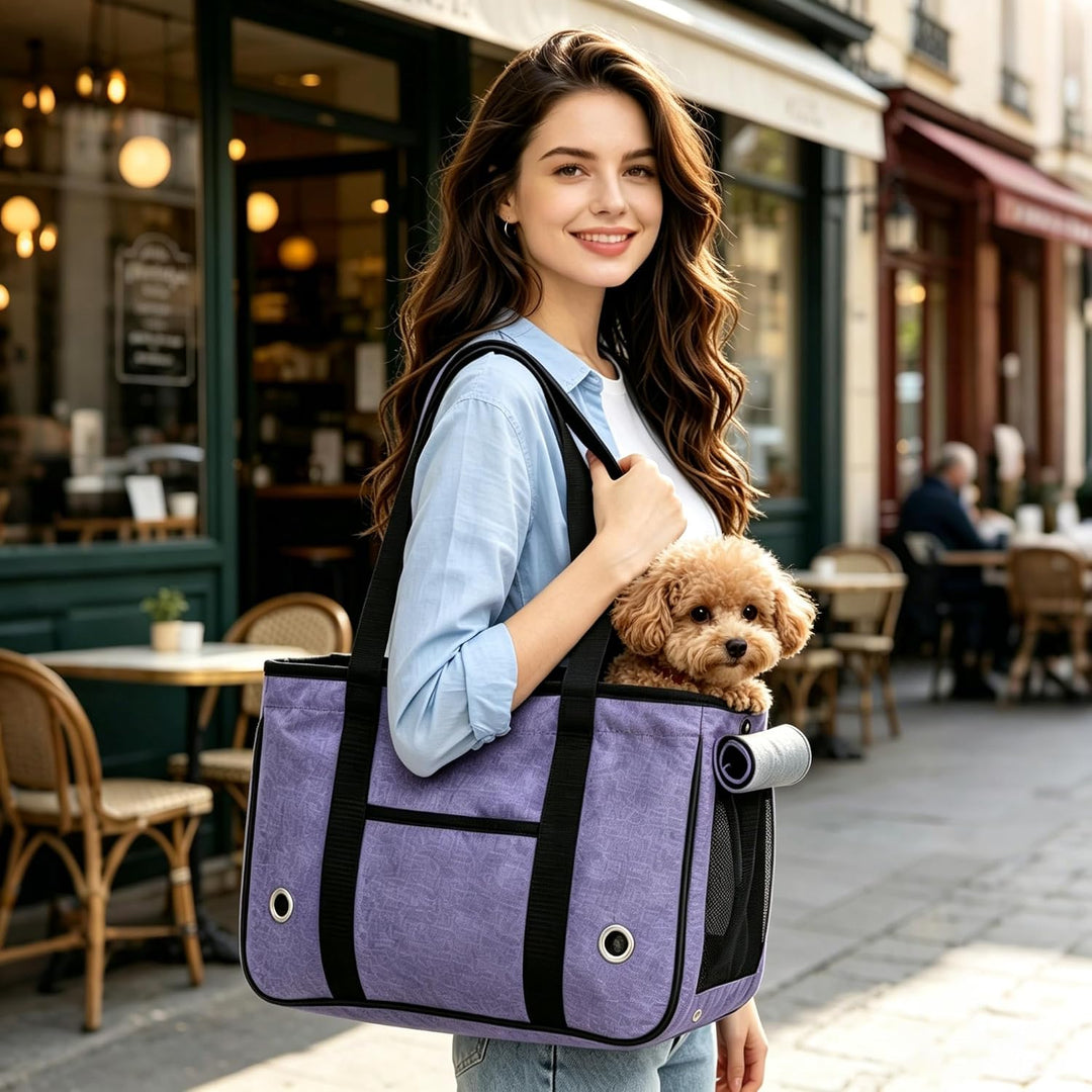 PETCUTE Hundetragetasche,Tragbar Haustiertragetasche mit Lange Schultergurt,Atmungsaktiv Transportta