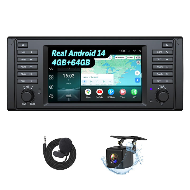 Eonon 7 Zoll Android 14 3+32 GB für BMW 5 E39 (1995-2002) GPS CarPlay Android Auto WiFi USB EQ Bluet