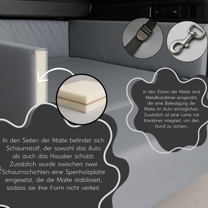 Golden Dog Kofferraum Matte Hundebett Schutzmatte Hunde Autositz Autoschondecke Kunst Leder L 110 x