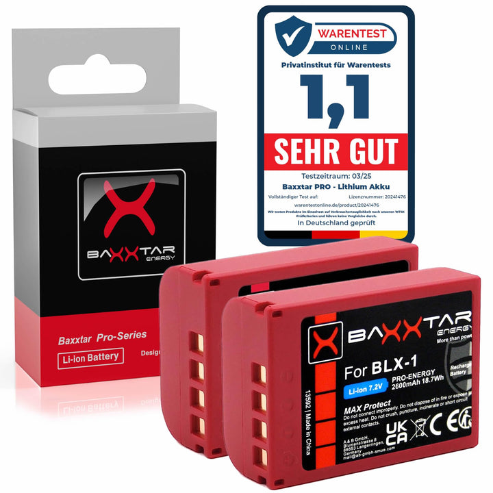 Baxxtar MaxProtect BLX-1 Akku (2X 2400mAh) mit NTC-Sensor und V1 Gehäuse - für OM-1 2x BLX-1 MaxProt