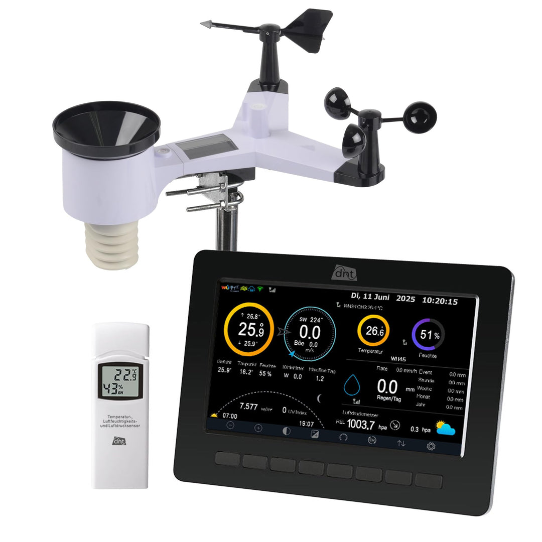 dnt WiFi-Wetterstation WeatherScreen PRO V2, Wetter- und Raumklima stets unter Kontrolle, DNT000026