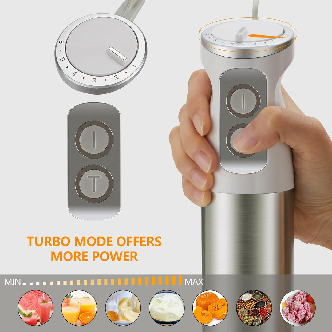 Inkbird Stabmixer Set, 4 in 1 Elektrische Stabmixer mit 6 sechs einstellbaren Stufen, 600 Watt Pürie