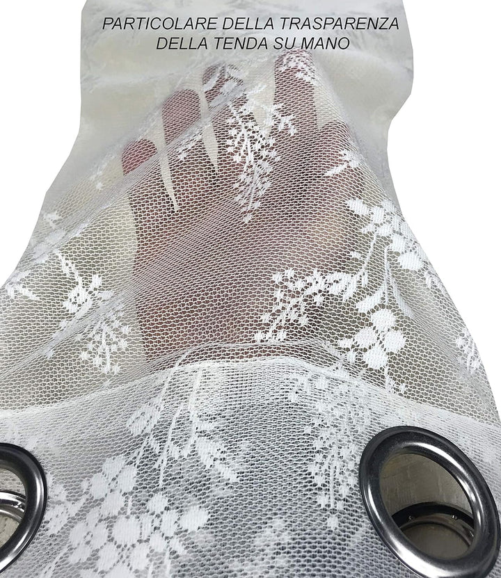 Tex Family Vorhang Isabel Creme 140 x 280 cm verpackt aus Jacquard-Spitze Cremeweiss, Cremeweiss