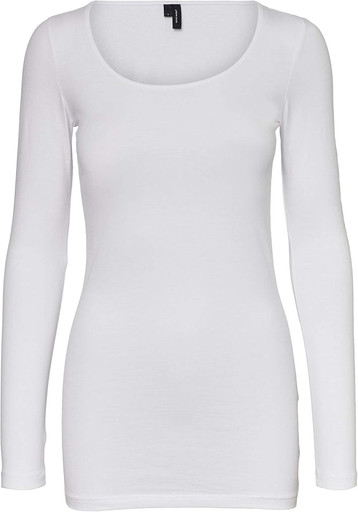 VERO MODA Damen Vmmaxi My Ls Soft Long U-neck Ga S Weiss (4x Bright White), S Weiss (4x Bright White