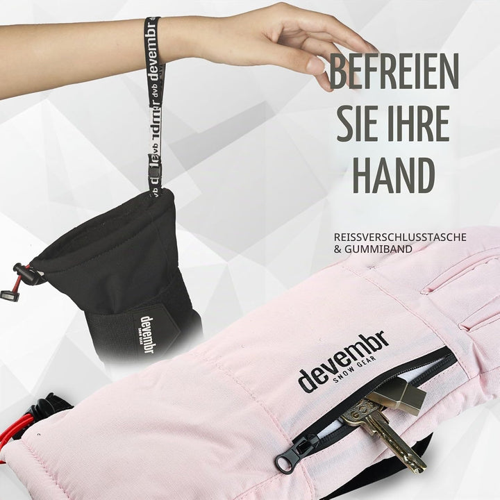devembr Skihandschuhe mit Handgelenkschützern, Warme Snowboardhandschuhe für Herren und Damen (XS/S/