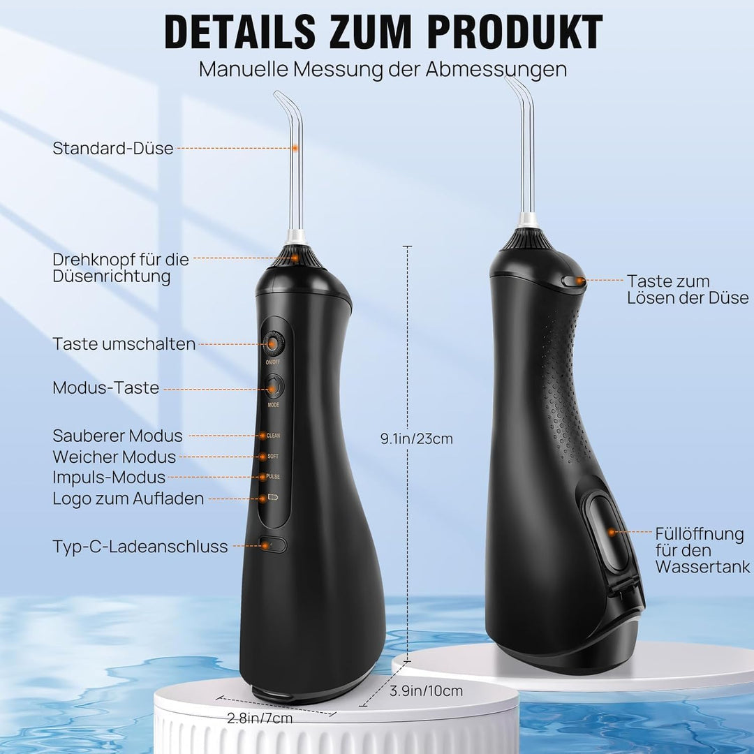 Munddusche Zahnpflege 320ML Wasser Flosser 3 Modi 6 Düsen Oral Irrigator Dental IPX6 Wasserdicht Zah
