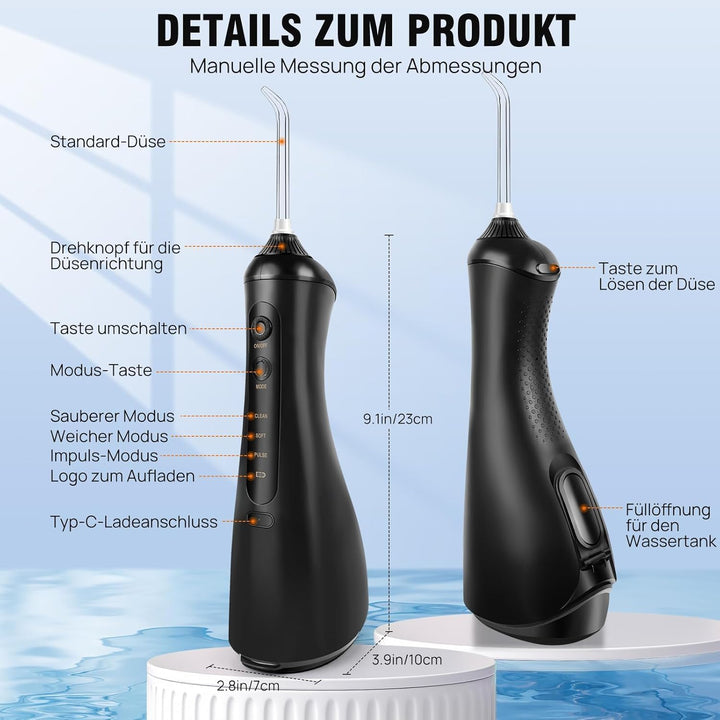 Munddusche Zahnpflege 320ML Wasser Flosser 3 Modi 6 Düsen Oral Irrigator Dental IPX6 Wasserdicht Zah
