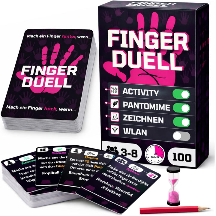 Das Fingerduell | Activity Zeichen Pantomime Quiz | Kartenspiel mit +170 Aufgaben | Interaktive Akti