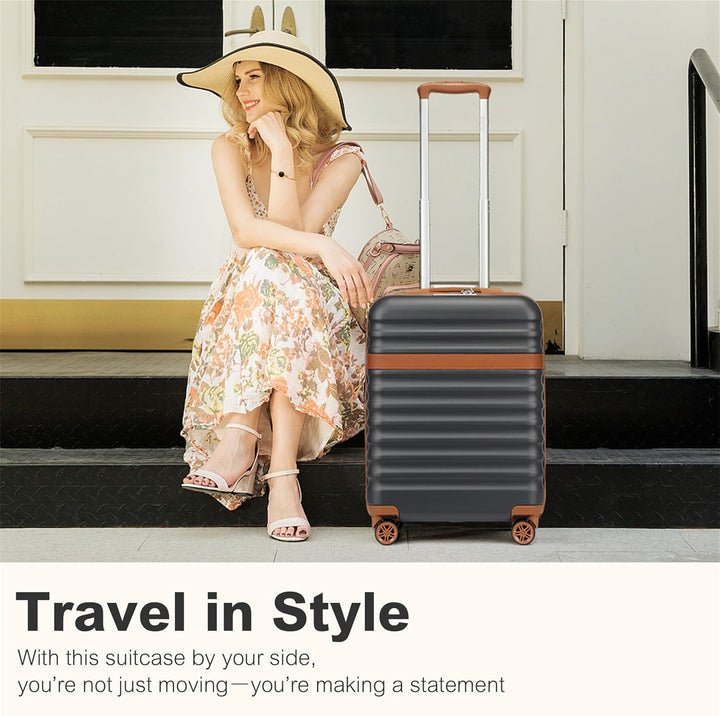 KONO Koffer Trolley Handgepäck Koffer Hartschalenkoffer aus ABS+PC leicht Reisekoffer mit 4 Rollen T