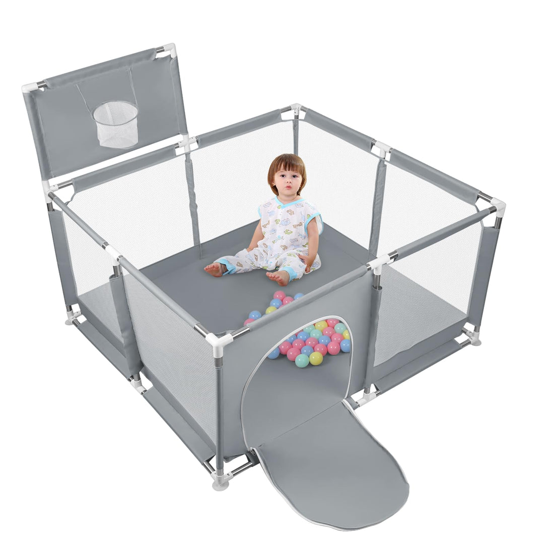 Laufstall Baby,Laufgitter mit atmungsaktivem Netz, sichere Spielecke, Oxford-Gewebe, Playpen, kinder