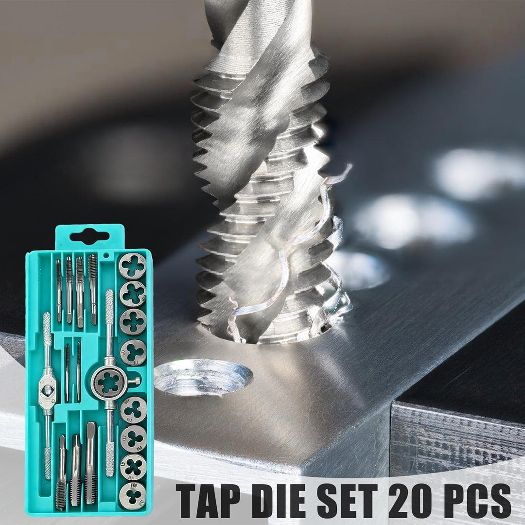 20 Tlg Gewindeschneider Set, M3-M12 Metrisch Gewindeschneidsatz, DIY Schneideisen, Gewindeschneider,