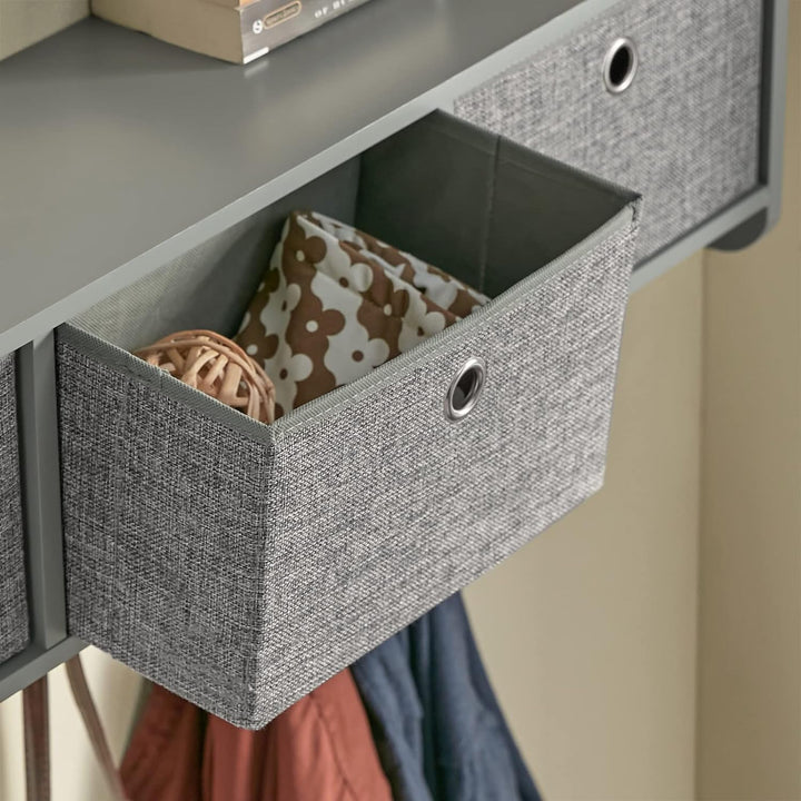 SoBuy FRG282-HG Wandgarderobe Flurgarderobe Kleiderhaken Hängeregal mit 3 Körben und 5 Haken Gardero