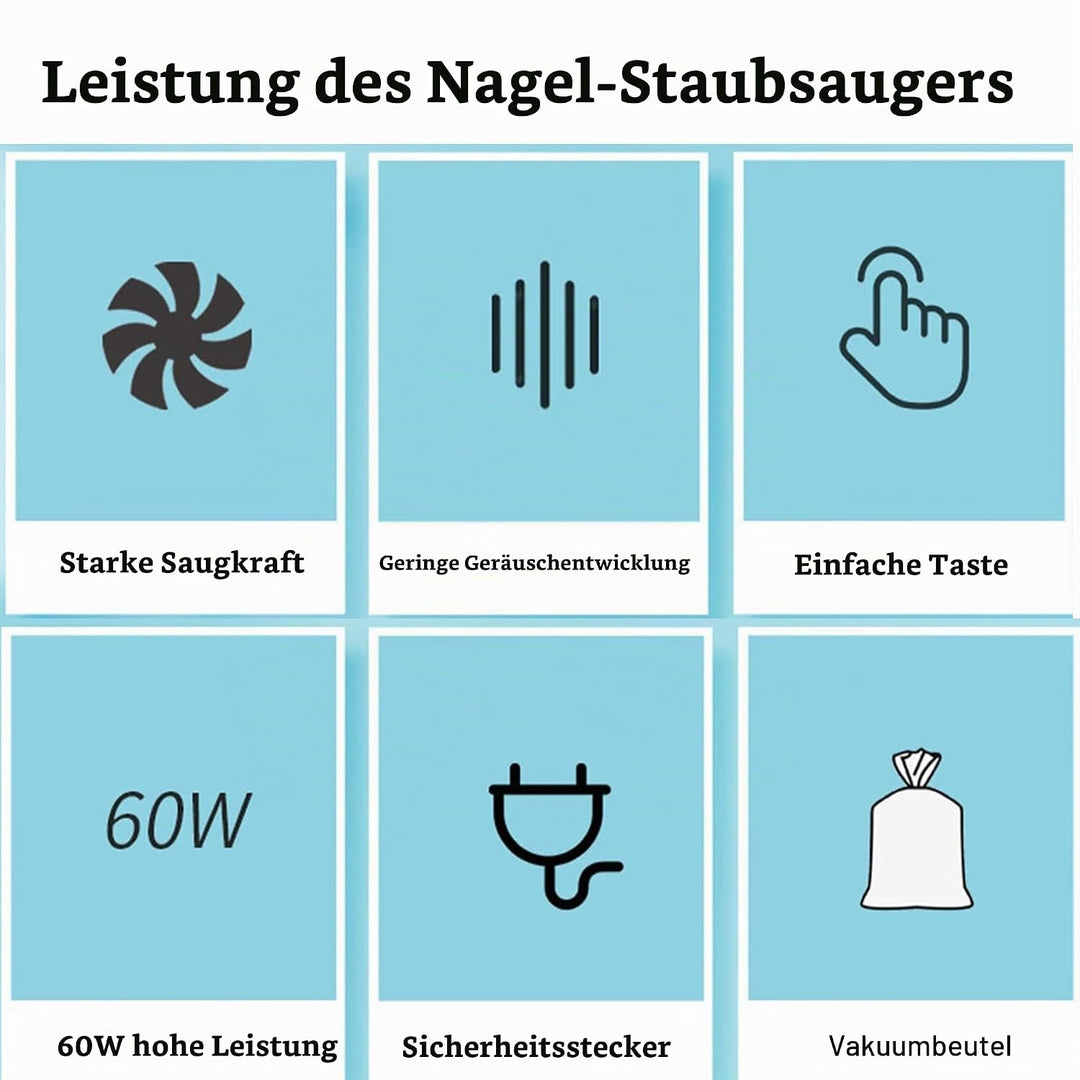 Nagelstaubsauger, Starker Sauger, 60 W, Nagelstaubsammler für den Salongebrauch Heimgebrauch, geräus