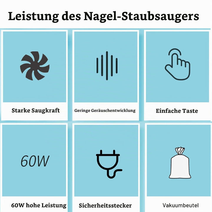 Nagelstaubsauger, Starker Sauger, 60 W, Nagelstaubsammler für den Salongebrauch Heimgebrauch, geräus