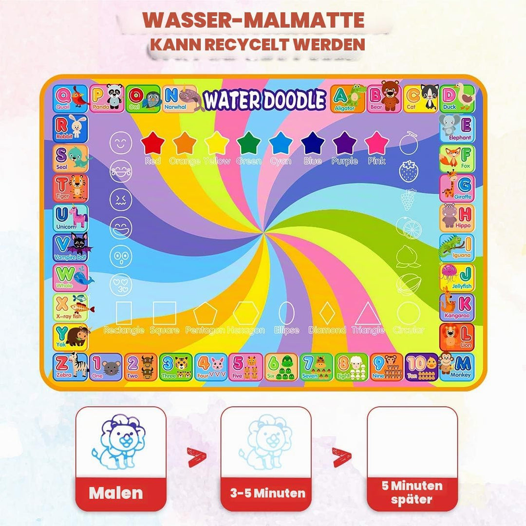 MELAND Wassermalmatte 100×78 cm, Aqua Malmatte mit Wasserstift für Kinder im Alter von 3–6 Jahren, B