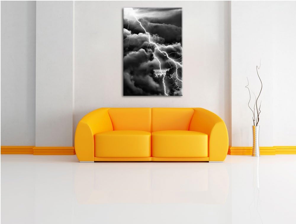 Pixxprint Blitze am Himmel als Leinwandbild/Grösse: 100x70 / Wandbild/Kunstdruck/fertig bespannt, 10