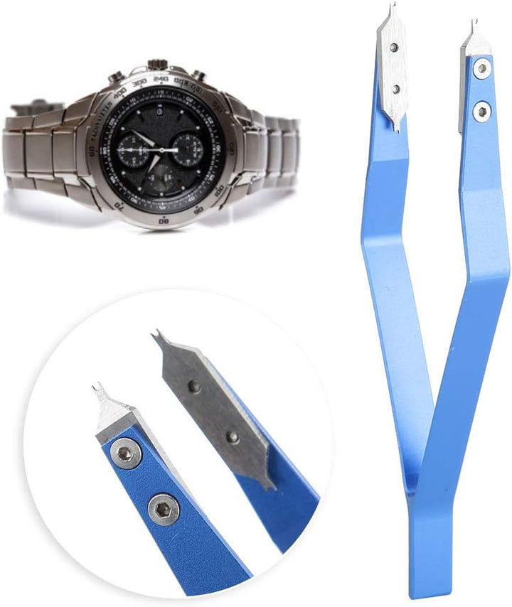 DAUERHAFT Pince à Épiler à Ressort, Pince à Épiler en V Bleu Pratique, pour Horlogers et Réparateurs