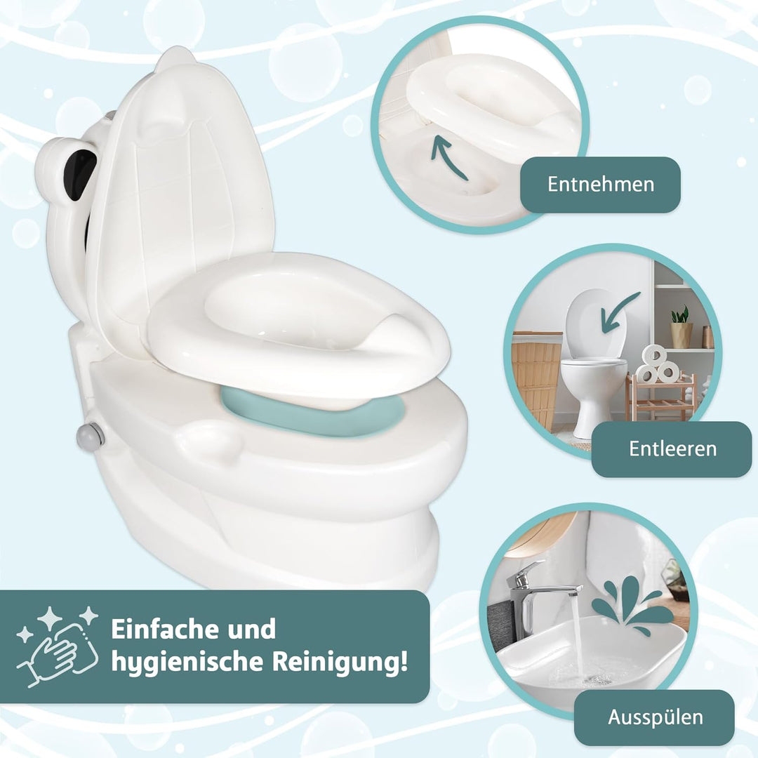 Lemodo Kindertöpfchen Töpfchen Kinder ab 18 Monate Kindertoilette Babytopf mit Spülgeräusch herausne