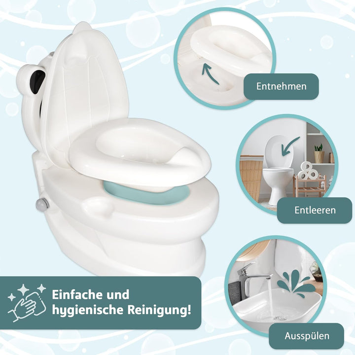 Lemodo Kindertöpfchen Töpfchen Kinder ab 18 Monate Kindertoilette Babytopf mit Spülgeräusch herausne