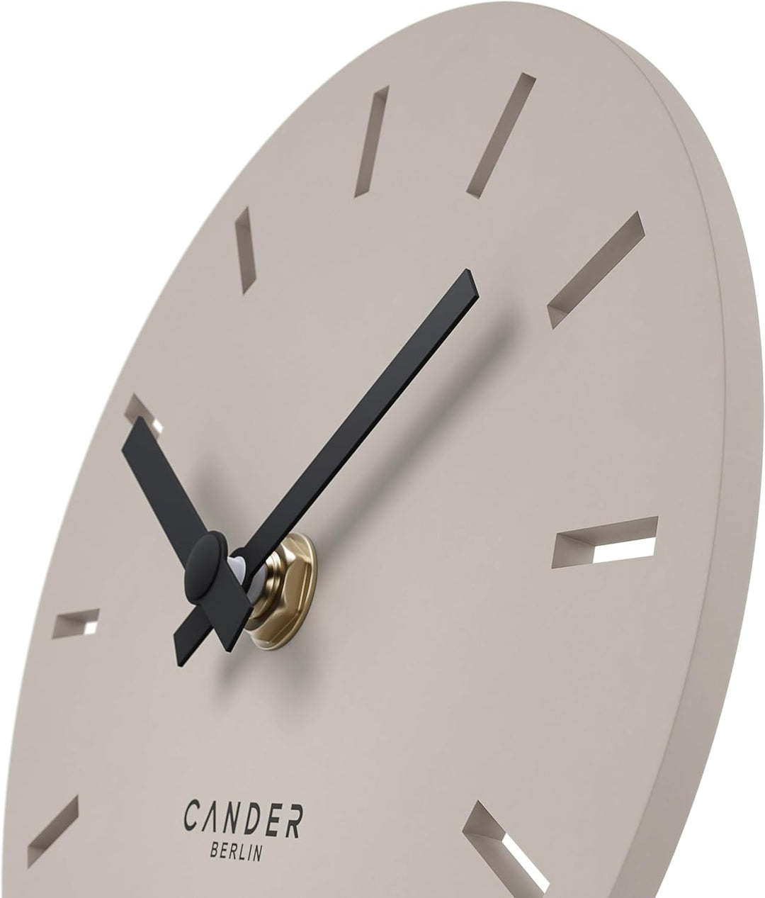 Cander Berlin MNU 2515 P Tischuhr lautlos ohne Ticken 15 cm analog batteriebetrieben warmgrau modern