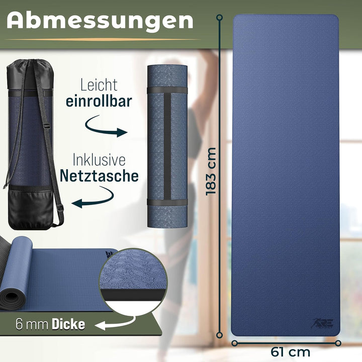 Yogamatte Phthalatfrei | Gymnastikmatte rutschfest | Fitnessmatte schadstofffrei | Trainingsmatte mi