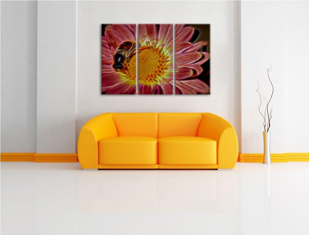 Biene auf Margarete NewArt 3-Teiler Leinwandbild 120x80 Bild auf Leinwand, XXL riesige Bilder fertig