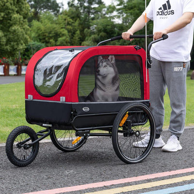 CXWXC Fahrradanhänger für Hunde 2 in 1 Fahrradanhänger & Jogger hundewagen mit Stossdämpfer, Hundean