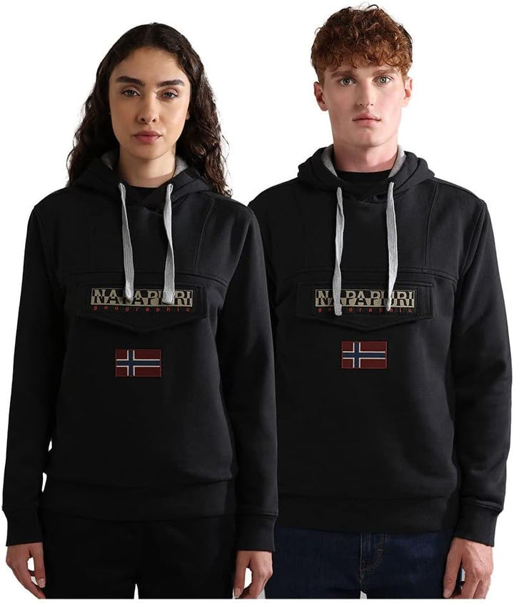 Napapijri Herren Kapuzenpullover Burgee Wint 2 XS Schwarz, XS Schwarz