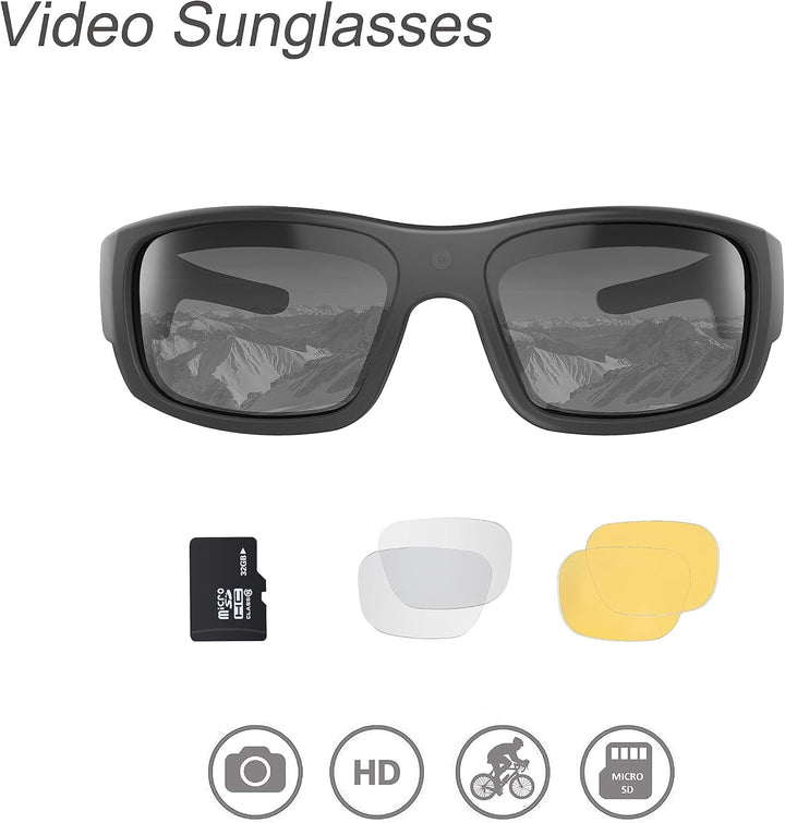 OhO Camera Glasses,32GB 1080P Full HD Sports Cam Sunglasses with Built in 15MP Camera and Polarized