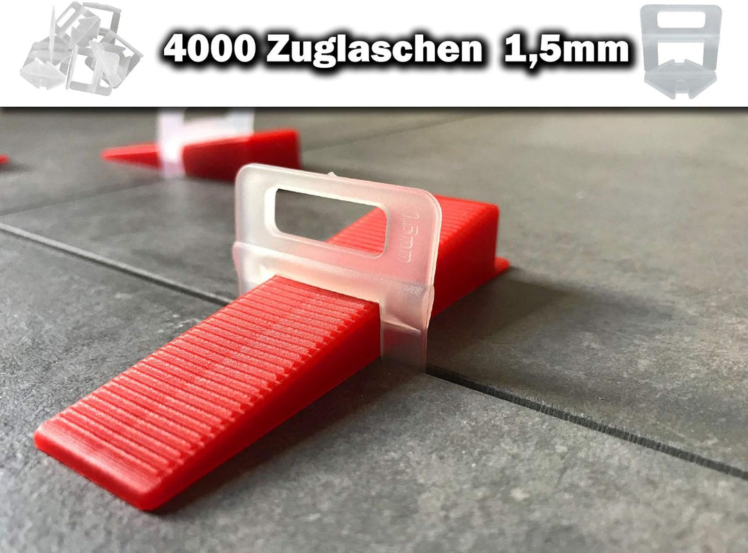4000 Laschen 100 Keile 1,5mm Das GÜNSTIGE Fliesen Nivelliersystem Zange Keile Zuglaschen einzeln ode